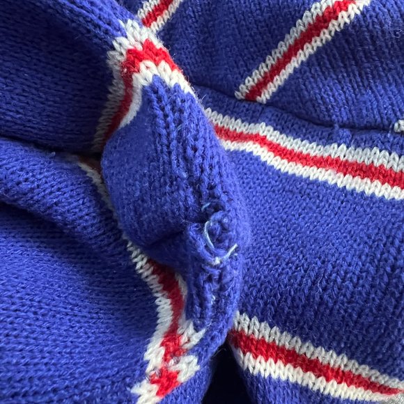 Vintage 70s Striped Ribbed Knit Long Sleeve Midi Sweater Dress Preppy Coastal - Picture 4 of 6